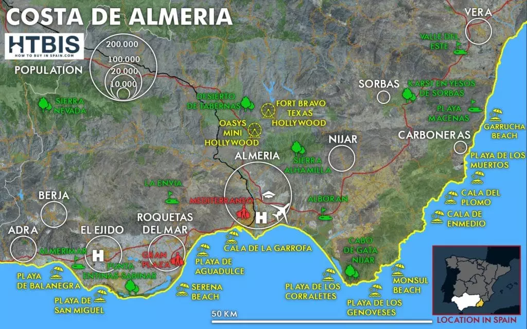 Costa de Almeria map with all the must see places Infographic