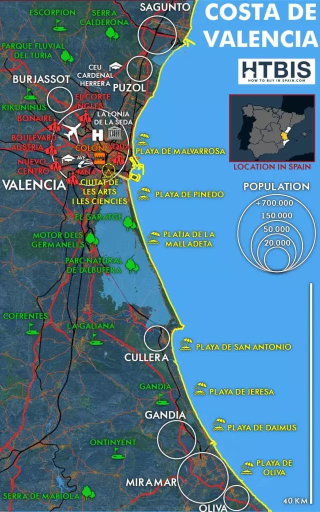 Costa de Valencia Must see places map