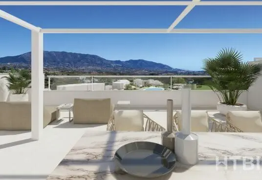A new build apartment with a terrace overlooking the mountains in Malaga.