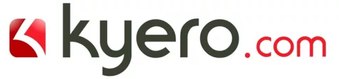 Real estate portal Kyero com logo displayed prominently on a clean white background.