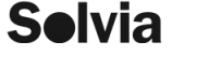 A black logo with the word solvia on it.